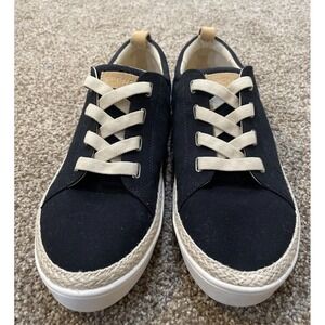 Spenco Malibu Lace Sneaker Black Suede Casual Espadrille Size 41.5D EU/11D US